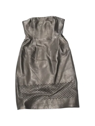 Pre-owned Alexander Wang Strapless Laser-cut Leather Dress In Black