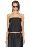 Alexander Wang Strapless Leather Bubble Top In Black