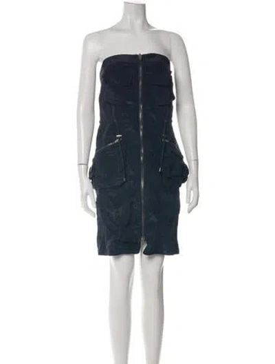 Pre-owned Alexander Wang Strapless Mini Dress In Blue