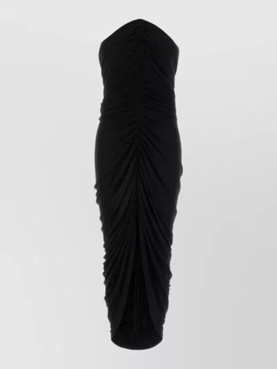 Alexander Wang Strapless Stretch Viscose Midi Dress Ruched In Black
