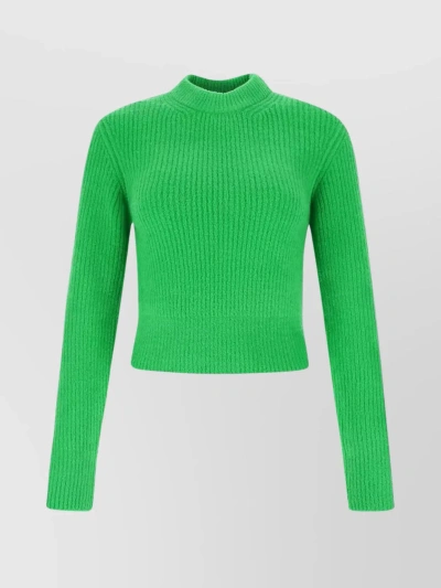 Alexander Wang Streamlined Wool Blend Knit Top In Green