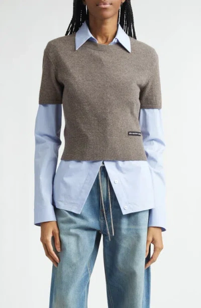 Alexander Wang Alexanderwang Layered Look Shirt And Sweater In Gray