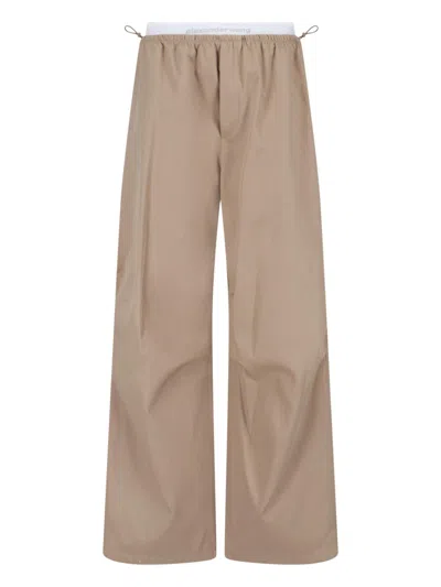 Alexander Wang Stretch Cotton Trousers With Soft Lining In Beige