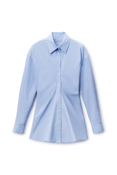 Alexander Wang Stretch Cotton Zip Shirt Dress Oxford Blue