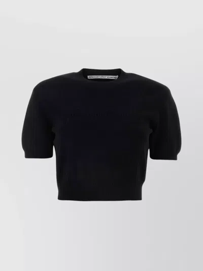 ALEXANDER WANG STRETCH CREW NECK SWEATER CROPPED LENGTH