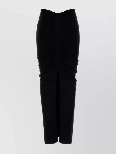 Alexander Wang Stretch Cupro Blend Skirt With Front Slit In Black