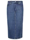 Alexander Wang Stretch Denim Midi Skirt In Deep Blue