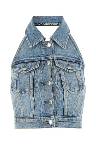 Alexander Wang Stretch Denim Top In Blue