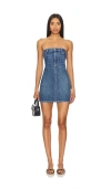 Alexander Wang Blue Tube Denim Minidress In Deep Blue