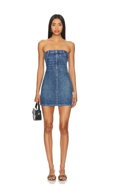 Alexander Wang Blue Tube Denim Minidress In Deep Blue 401
