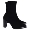 Alexander Wang Stretch Mascha Halo Mid-calf Boots In Black Goat Suede In Black