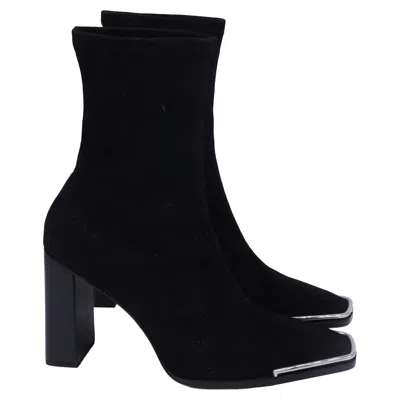 Alexander Wang Stretch Mascha Halo Mid-calf Boots In Black Goat Suede