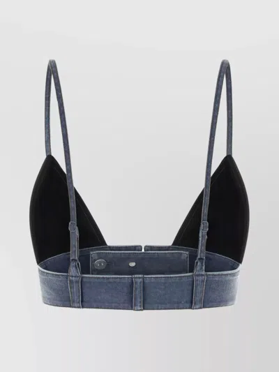 Alexander Wang Stretch Nylon Crop-top Adjustable Straps In Darknight