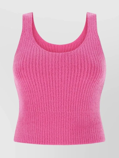 Alexander Wang Stretch Wool Blend Scoop Neck Top In Pink