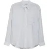 Alexander Wang Stripe Oversize Silk Chiffon Button-down Shirt In Oxford Blue/white