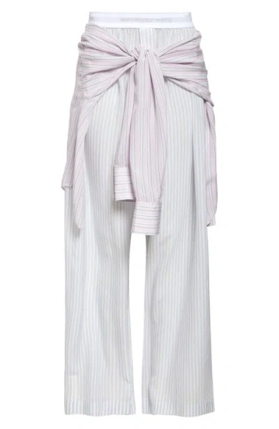 ALEXANDER WANG ALEXANDER WANG STRIPE PRESTYLED BOXER WAIST & SHIRT SILK PANTS