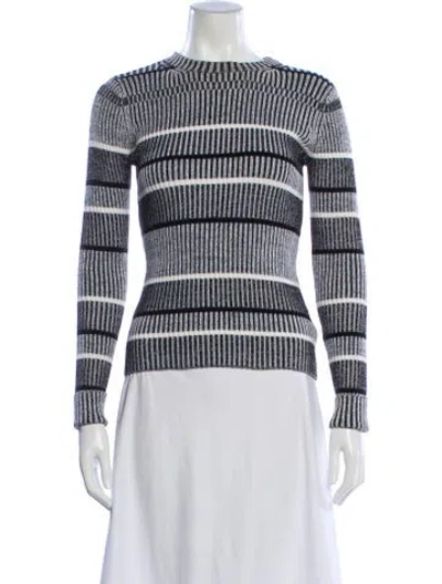 Pre-owned Alexander Wang Striped Bateau Neckline Sweater In Black