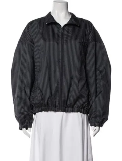 Pre-owned Alexander Wang Striped Bomber Jacket In Blue