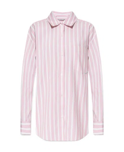 Alexander Wang Striped Cotton Shirt In Pink