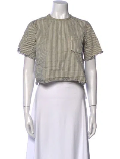 Pre-owned Alexander Wang Striped Crew Neck Crop Top In Neutral