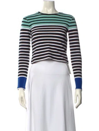 Pre-owned Alexander Wang Striped Crew Neck Crop Top In White