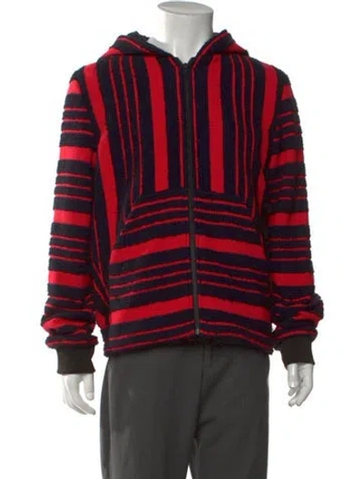 Pre-owned Alexander Wang Striped Crew Neck Hoodie In Red