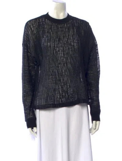 Pre-owned Alexander Wang Striped Crew Neck Sweater In Black