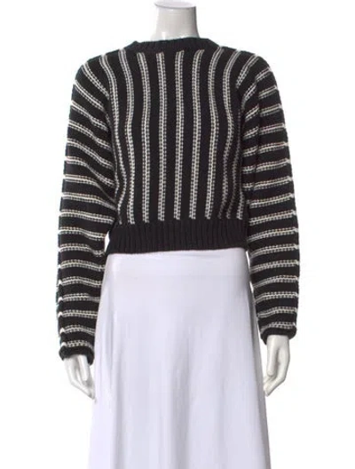 Pre-owned Alexander Wang Striped Crew Neck Sweater In Black