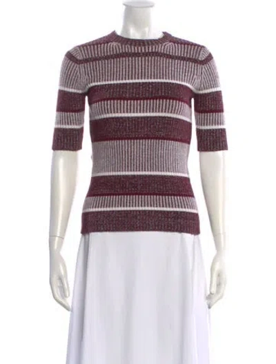 Pre-owned Alexander Wang Striped Crew Neck Sweater In Burgundy