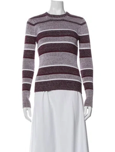 Pre-owned Alexander Wang Striped Crew Neck Sweater In Burgundy