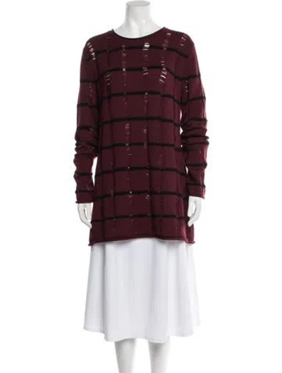 Pre-owned Alexander Wang Striped Crew Neck Sweater In Burgundy