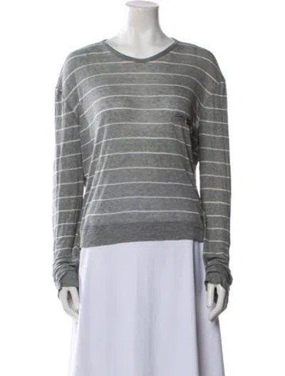 Pre-owned Alexander Wang Striped Crew Neck Sweatshirt In Blue