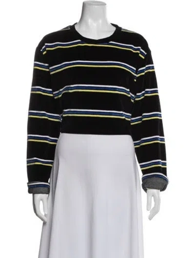Pre-owned Alexander Wang Striped Crew Neck Top In Black