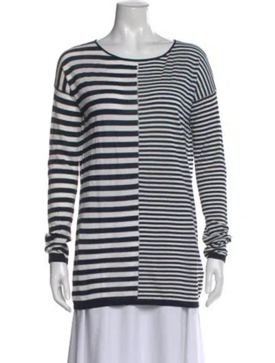 Pre-owned Alexander Wang Striped Crew Neck Top In Blue