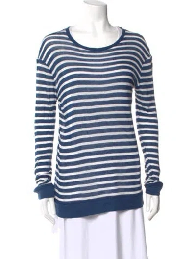 Pre-owned Alexander Wang Striped Crew Neck Top In Blue