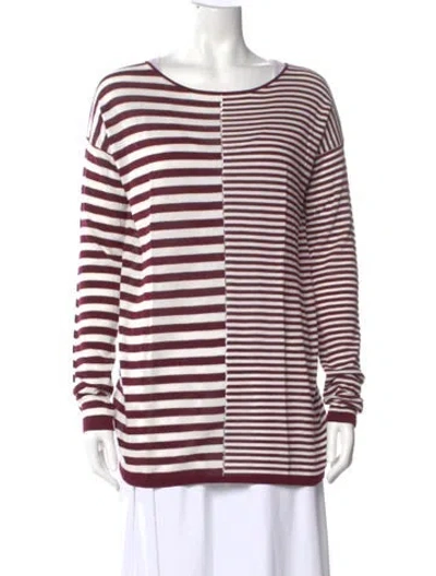 Pre-owned Alexander Wang Striped Crew Neck Top In Burgundy