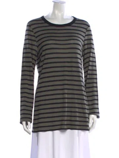 Pre-owned Alexander Wang Striped Crew Neck Top W/ Tags In Black