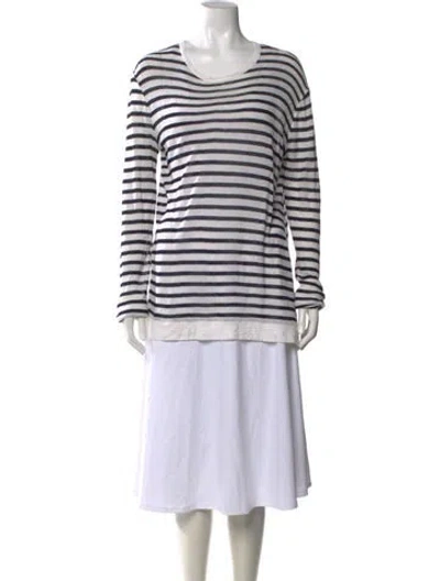 Pre-owned Alexander Wang Striped Crew Neck Top In White
