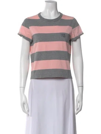 Pre-owned Alexander Wang Striped Crew Neck T-shirt In Gray