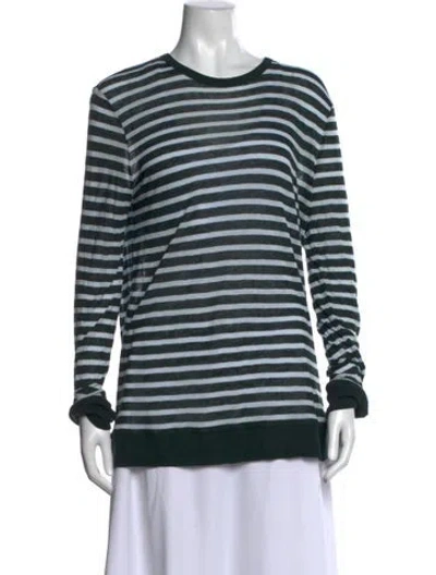 Pre-owned Alexander Wang Striped Crew Neck T-shirt W/ Tags In Black