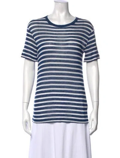 Pre-owned Alexander Wang Striped Crew Neck T-shirt In White
