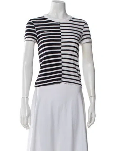 Pre-owned Alexander Wang Striped Crew Neck T-shirt In White