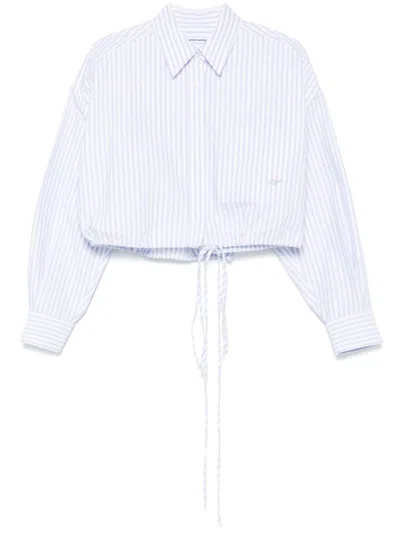 Alexander Wang Striped Cropped Shirt In Blue