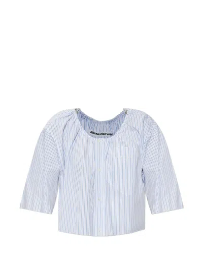 Alexander Wang Striped Cropped Top In Blue