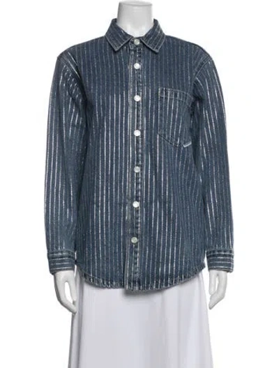 Pre-owned Alexander Wang Striped Denim Jacket In Blue