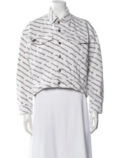 Pre-owned Alexander Wang Striped Denim Jacket In White