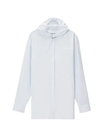 Alexander Wang Striped Drawstring Shirt In Blue