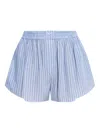 Alexander Wang Striped Elastic-waist Shorts In Blue