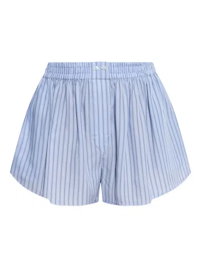 Alexander Wang Striped Elastic-waist Shorts In Blue