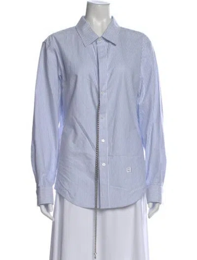 Pre-owned Alexander Wang Striped Long Sleeve Button-up Top In Blue
